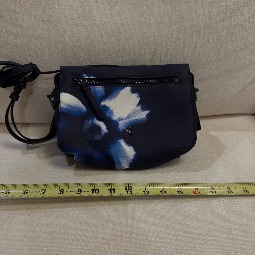 Simply Vera Navy Floral Crossbody Bag with Blue & White Accent